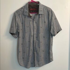 Robert Graham Black and White Navy Skull Casual Button Down Shirt